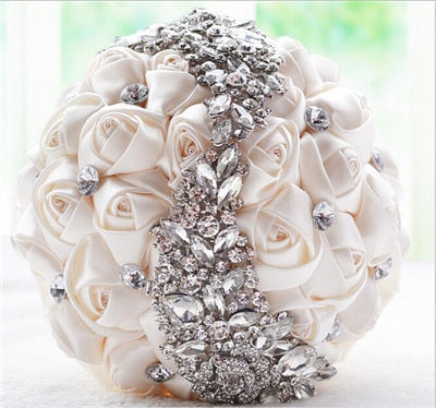 Luxurious Silk Rose Crystal Flower Bouquet