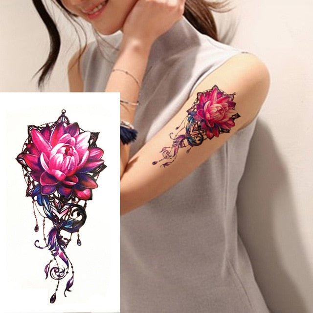 Roses and Realistc Animals Temporary Body Tattoos