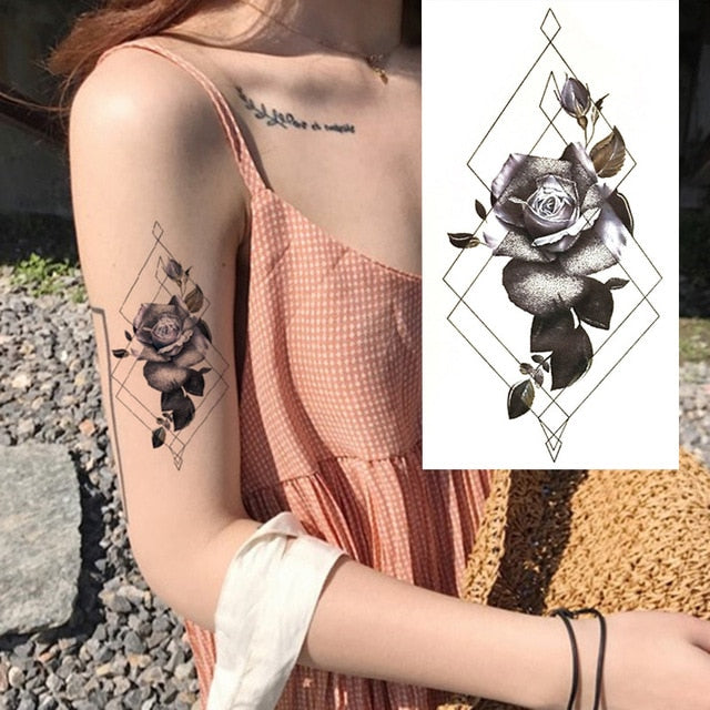 Roses and Realistc Animals Temporary Body Tattoos