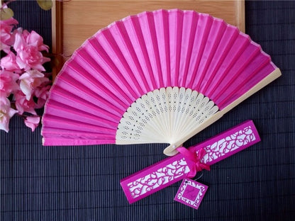 50pcs Personalized Silk Fold Hand Fan