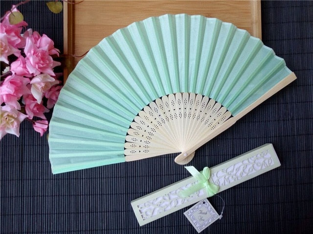 50pcs Personalized Silk Fold Hand Fan