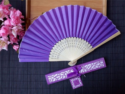 50pcs Personalized Silk Fold Hand Fan