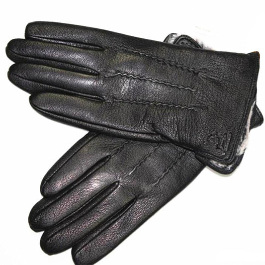 Mens Winter Gloves Leather Deerskin Autumn Winter Warm