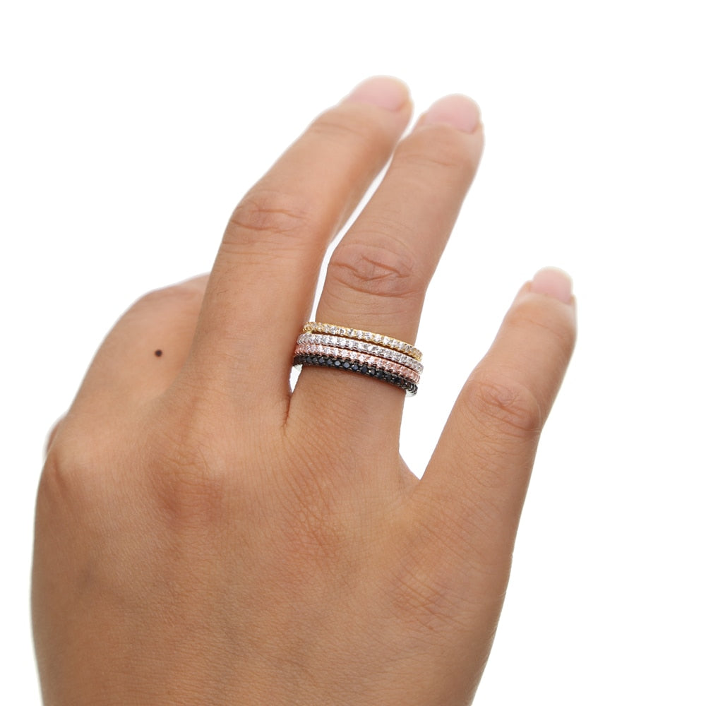 Sterling Silver 925 CZ Eternity Ring Band