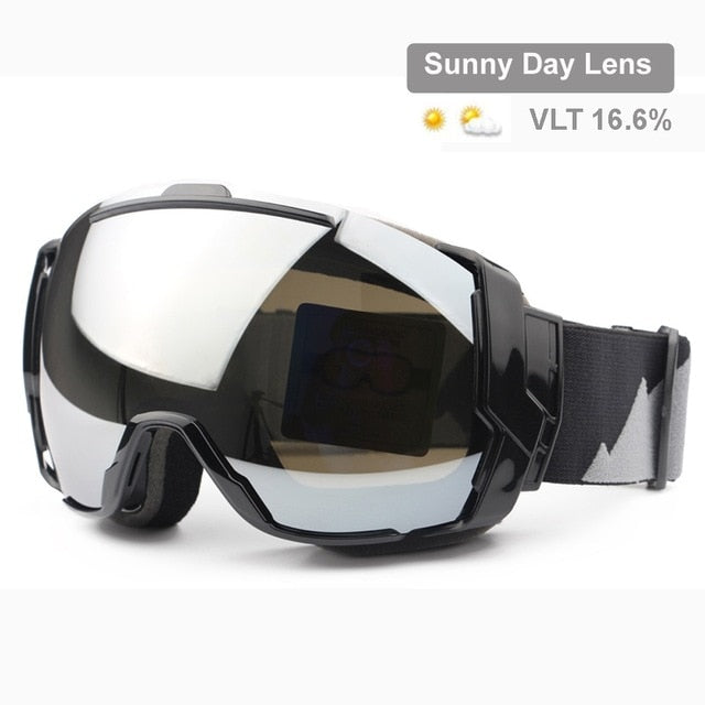 Ski Goggles UV400 Anti-Fog Lens Snowboard Sunglasses Wear Over Rx Glasses