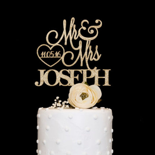 Customized Wooden Acrylic Wedding Cake Topper