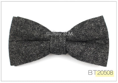 Wool Bowties For Men Casual Solid Colors Adjustable Winter