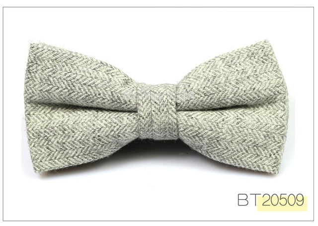 Wool Bowties For Men Casual Solid Colors Adjustable Winter