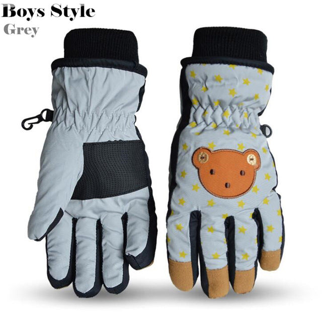Children Ski Gloves Winter Cartoon Bear Princess Snow