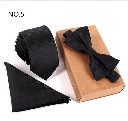 Mens Slim Tie Dot Floral Bowtie  And 6cm Blue Necktie