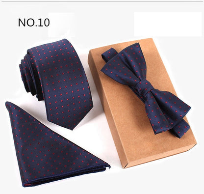 Mens Slim Tie Dot Floral Bowtie  And 6cm Blue Necktie