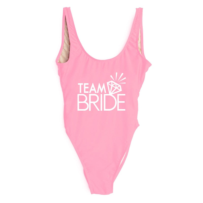 TEAM BRIDE Swimsuit High Cut  Bachelorette Monokini