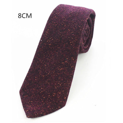 8 CM Men Wool Necktie With Handkerchief Clip Plaid Solid Styles
