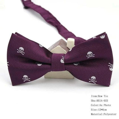 Mens Polyester Silk Bow Tie Skull Pirates Tuxedo Banquet Bowknot Butterfly Bowtie Wedding Gift