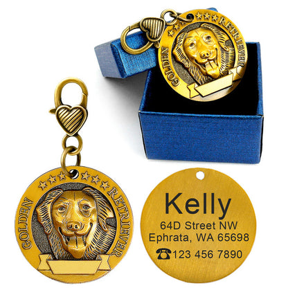 Dog ID Name Tag Engraved Personalized Metal
