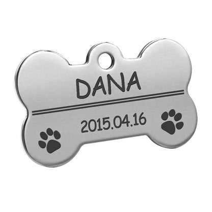 Personalized Tags Pet ID Name Collar Bone Paw Glitter