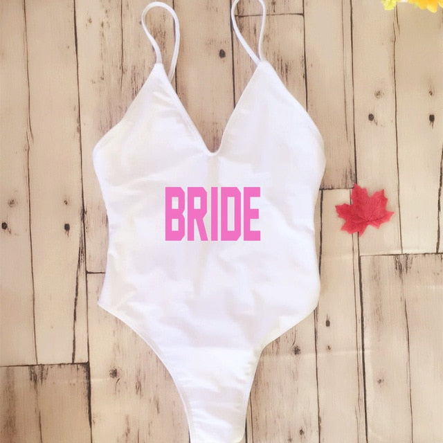 Team Bride Padded One Piece Swimsuit