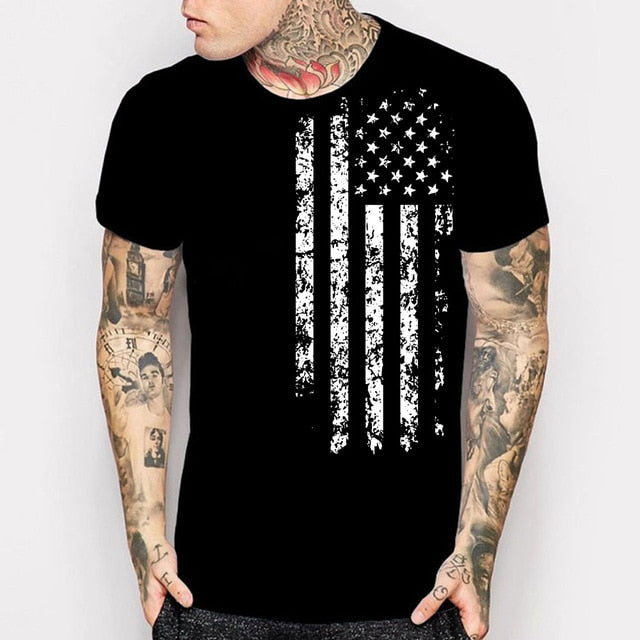 United States Vintage Flag Black Tshirt