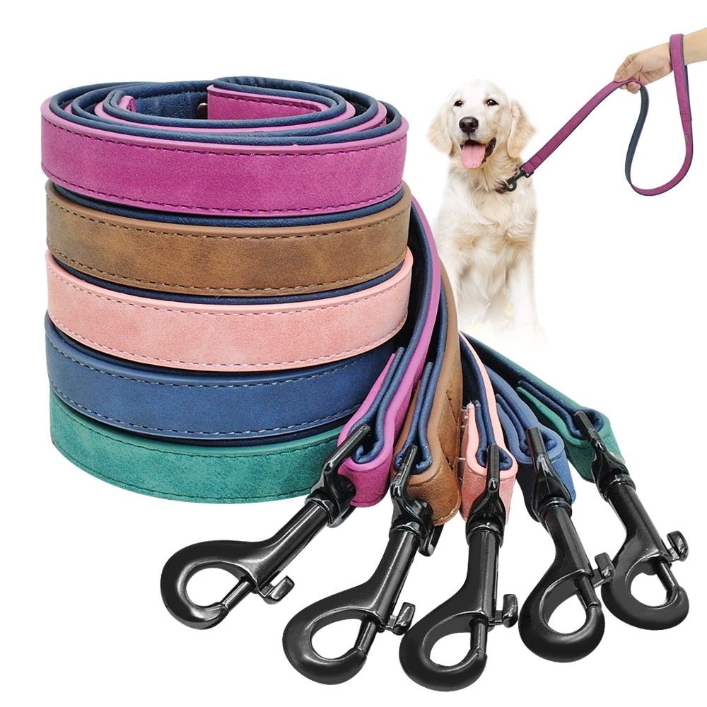 Dog Leash Harness Leather Lead Rope Belt