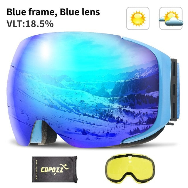 Magnetic Ski Goggles Double Layers UV400 Ski Mask