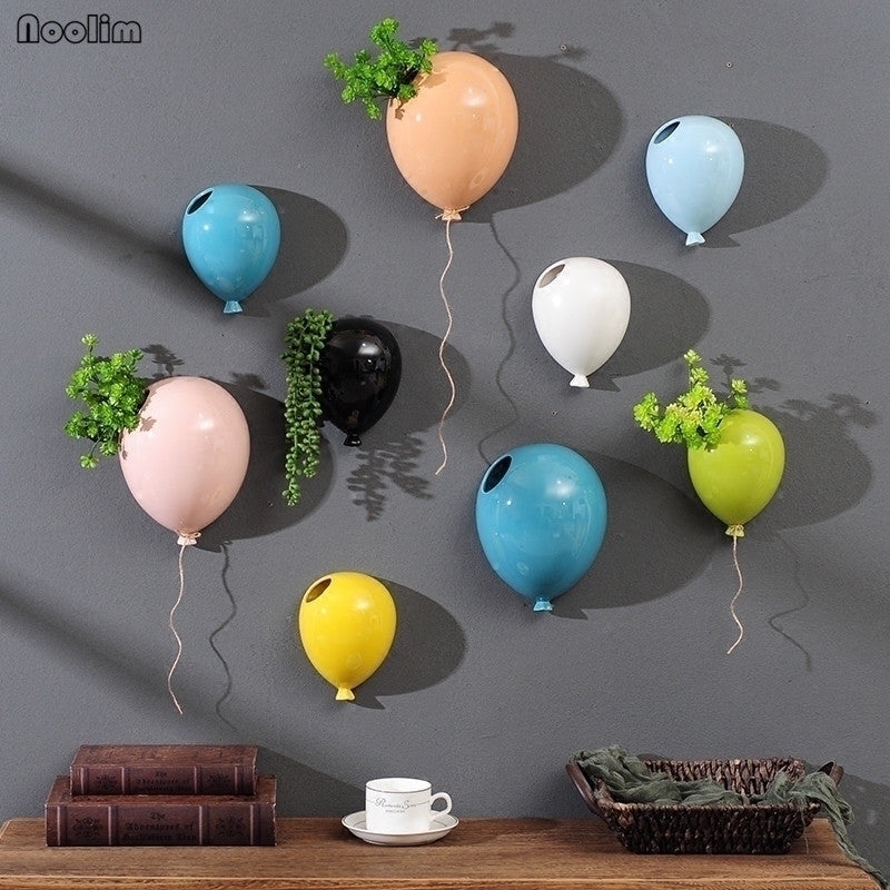 Creative Ceramic Balloon Wall Hanging Flower Pot Decor
