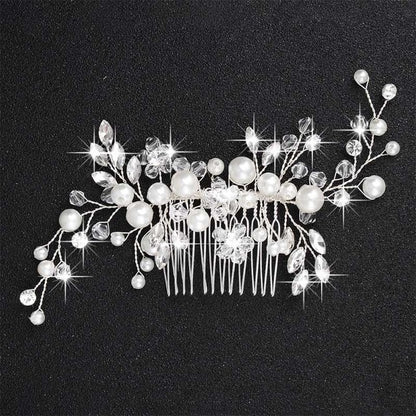 Wedding Crystals Pearls Hair Comb