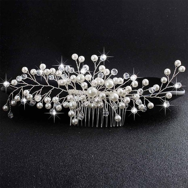 Wedding Crystals Pearls Hair Comb