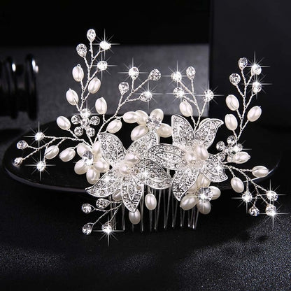 Wedding Crystals Pearls Hair Comb