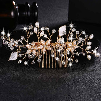 Wedding Crystals Pearls Hair Comb