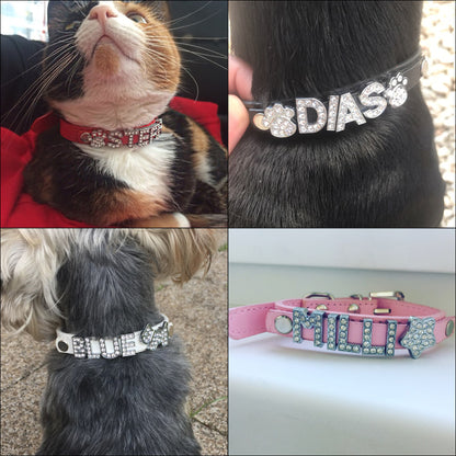 Bling Rhinestone Personalized Dog Collar Tag ID Name