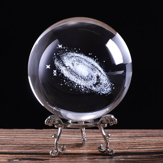 3D Laser Galaxy Crystal Ball Ornament Globe Glass