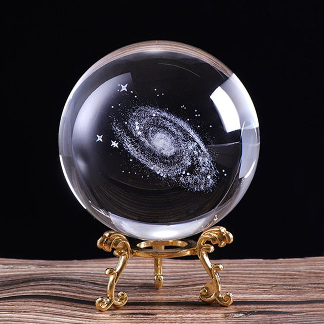 3D Laser Galaxy Crystal Ball Ornament Globe Glass