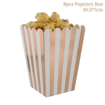 Rose Gold Disposable Tableware Cup Plate Straws Birthday Party Balloons