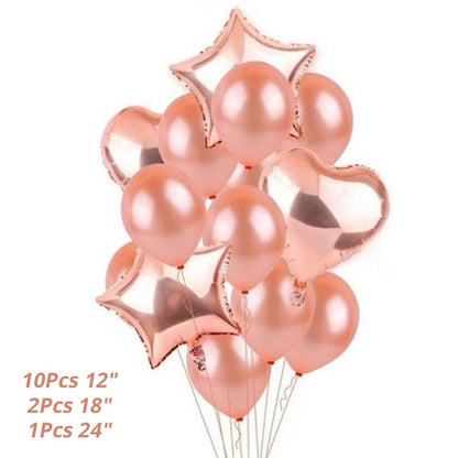Rose Gold Disposable Tableware Cup Plate Straws Birthday Party Balloons