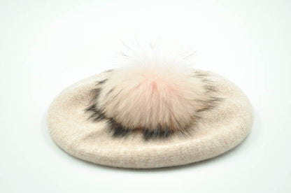 Winter Pompom Wool Cashmere Beret Hat