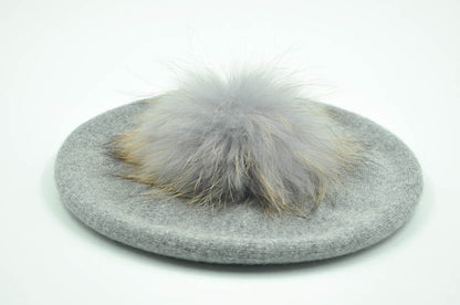 Winter Pompom Wool Cashmere Beret Hat