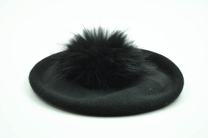 Winter Pompom Wool Cashmere Beret Hat