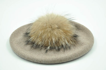 Winter Pompom Wool Cashmere Beret Hat
