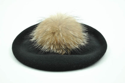 Winter Pompom Wool Cashmere Beret Hat
