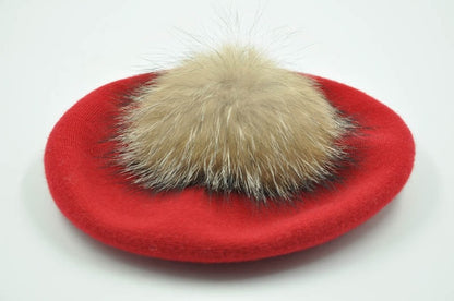 Winter Pompom Wool Cashmere Beret Hat