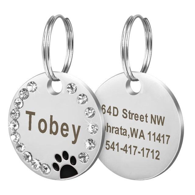 Bling Dog Tag Personalized Pet Name ID