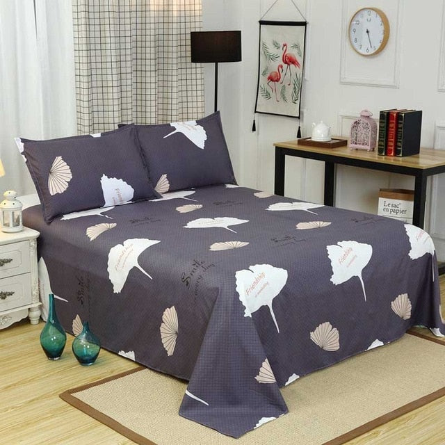King Size Bed Sheets With Leaves and Pillowcase