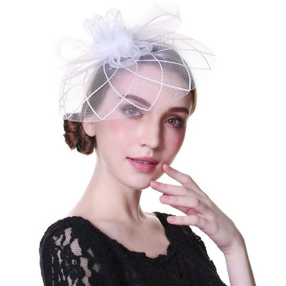 Outtop Fascinators Women Flower Mesh Hat Ribbons And Feathers Headwear