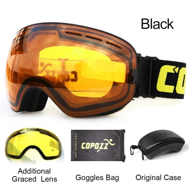 Mens Womens Ski Goggles 2 Layer Lens Anti-Fog UV400 Spherical Snowboard Glasses