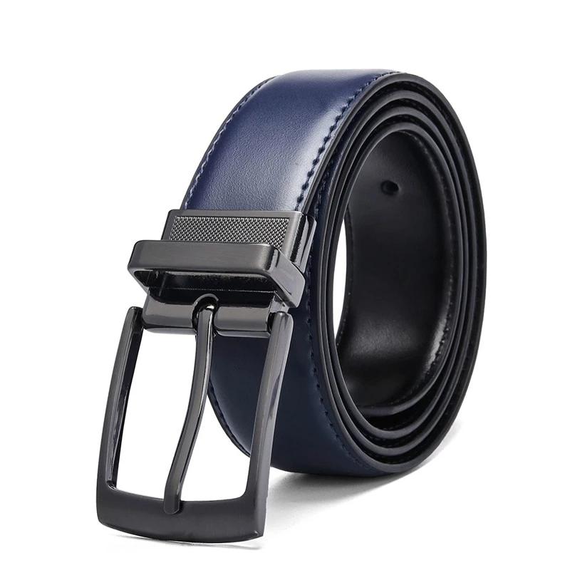 3 COLORS Luxury Fashion Mens Reversible Genuine Leather Belt Blue Brown