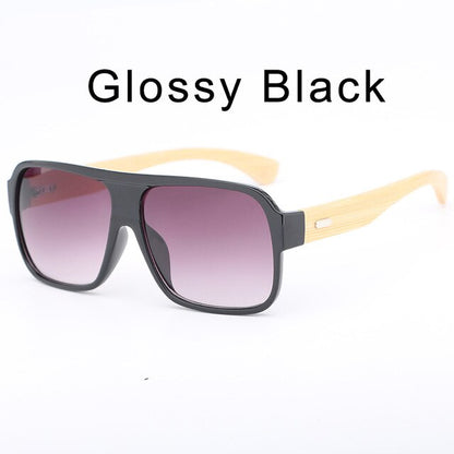 Mens Bamboo Sunglasses Shield Retro Vintage Wooden Square Glasses