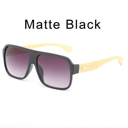 Mens Bamboo Sunglasses Shield Retro Vintage Wooden Square Glasses