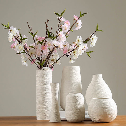 White Ceramic Flower Vase Modern Home Decor