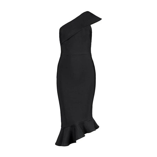 Womens Ruffle One-Shoulder Asymmetric Sheath Dress