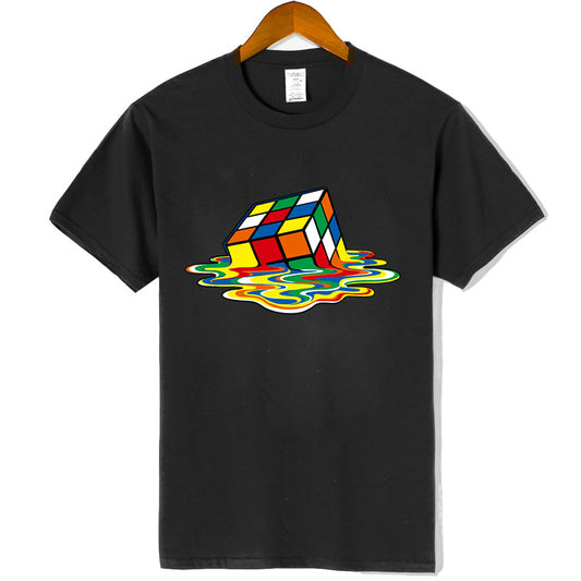 Men Rubiks Cube Design Tshirt Funny Top Tee